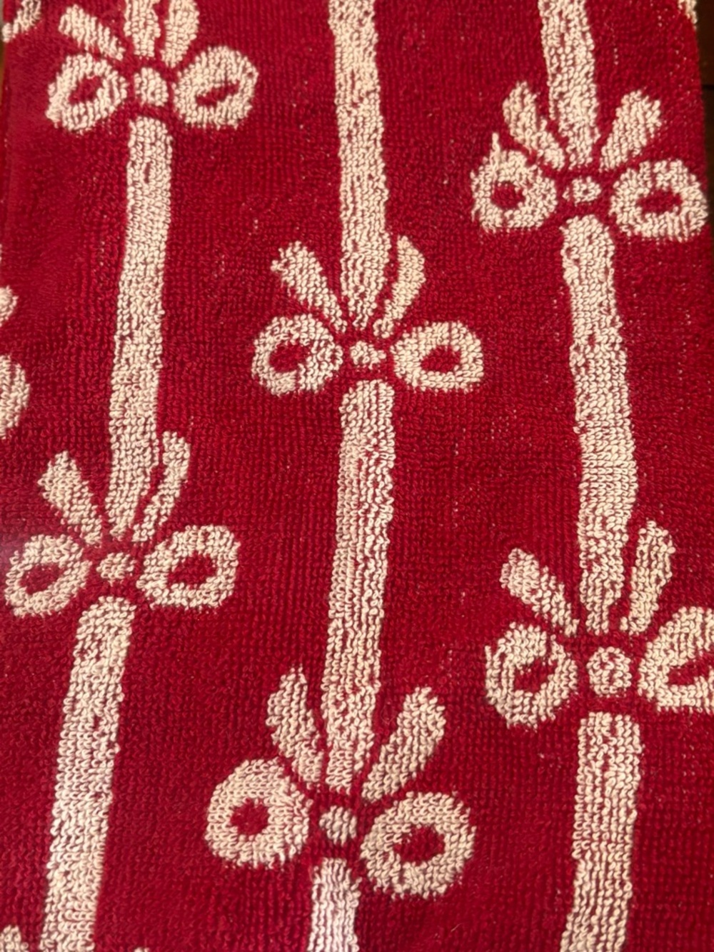 2 Red and Cream Floral Stripe kitchen tower